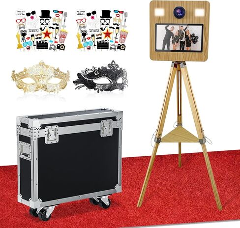 DSLR Photo Booth Machine with Flight Case, Portable Photo Booth with 15.6"Touch Screen, Vintage Photo Booth Machine with 2 Fill Lights for Events Parties Wedding Rental (15.6" Photobooth) in Kuwait