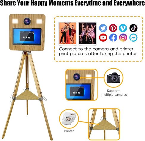 DSLR Photo Booth Machine with Flight Case, Portable Photo Booth with 15.6"Touch Screen, Vintage Photo Booth Machine with 2 Fill Lights for Events Parties Wedding Rental (15.6" Photobooth) in Kuwait