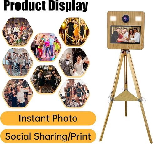 DSLR Photo Booth Machine with Flight Case, Portable Photo Booth with 15.6"Touch Screen, Vintage Photo Booth Machine with 2 Fill Lights for Events Parties Wedding Rental (15.6" Photobooth) in Kuwait