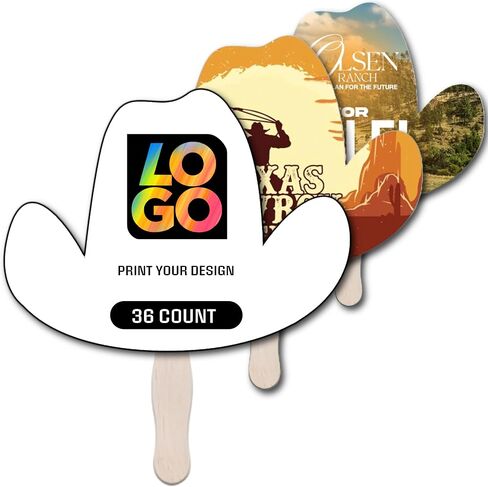Custom Cowboy Hat Hand Fans 8" Diameter – 14pt Coated Board, Personalized with Your Artwork – Great for Festivals, Rodeo, Parties, Events, Favors, Photo Props (Qty 500) in Kuwait
