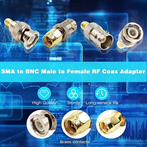 BNC to SMA Adapter SMA to BNC Male to Female Coaxial Connector Kit Suitable for Amateur Radio Coaxial Cable 8pcs in Kuwait