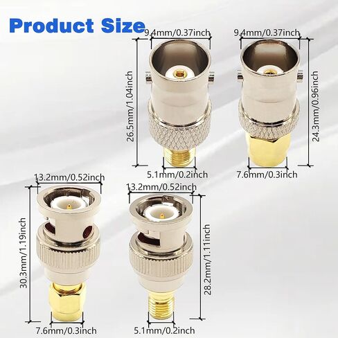 BNC to SMA Adapter SMA to BNC Male to Female Coaxial Connector Kit Suitable for Amateur Radio Coaxial Cable 8pcs in Kuwait
