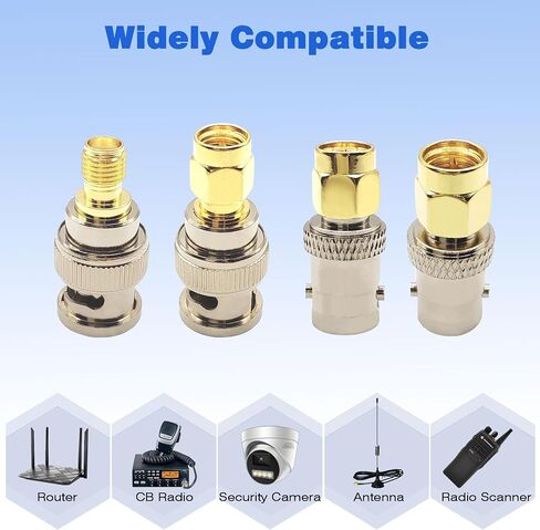 BNC to SMA Adapter SMA to BNC Male to Female Coaxial Connector Kit Suitable for Amateur Radio Coaxial Cable 8pcs in Kuwait