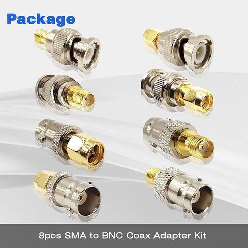 BNC to SMA Adapter SMA to BNC Male to Female Coaxial Connector Kit Suitable for Amateur Radio Coaxial Cable 8pcs in Kuwait