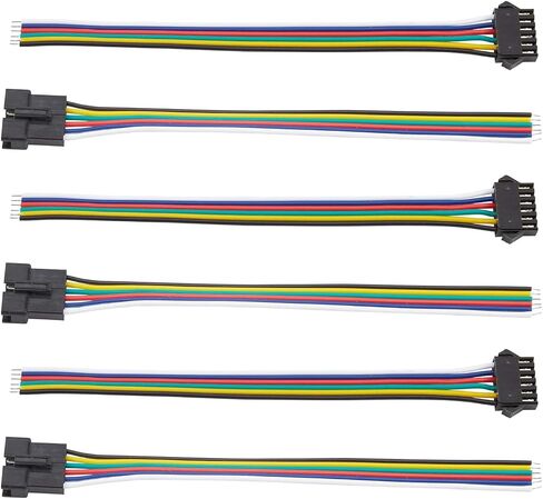 10PCS 5 Pairs JST SM 6 Pin Connectors 22 AWG Male Female LED Wire Connector Adapter Electrical Cable 150mm for WS2812B WS2811 WS2812 WS2814 SK6812 FOCB CCT LED Strip for Arduino in Kuwait