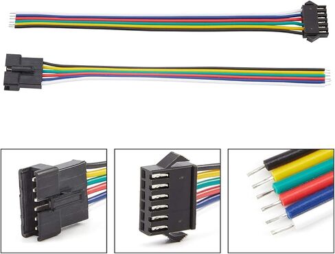 10PCS 5 Pairs JST SM 6 Pin Connectors 22 AWG Male Female LED Wire Connector Adapter Electrical Cable 150mm for WS2812B WS2811 WS2812 WS2814 SK6812 FOCB CCT LED Strip for Arduino in Kuwait