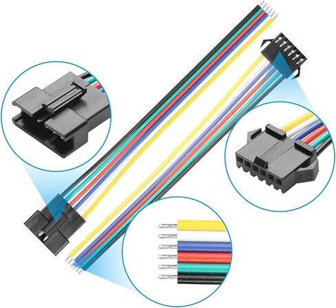 10PCS 5 Pairs JST SM 6 Pin Connectors 22 AWG Male Female LED Wire Connector Adapter Electrical Cable 150mm for WS2812B WS2811 WS2812 WS2814 SK6812 FOCB CCT LED Strip for Arduino in Kuwait