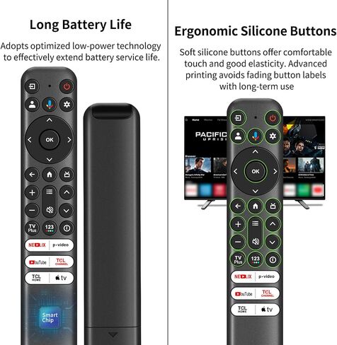 RC813 Voice Remote Control, Universal for TCL Google TV, Replacement Remote Compatible with TCL QM8 QM7 S5 S4 S3 Q7 Q6 Q5 4K UHD HDR LED QLED QD-Mini LED Full-HD Smart TVs in Kuwait