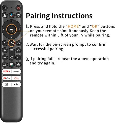 RC813 Voice Remote Control, Universal for TCL Google TV, Replacement Remote Compatible with TCL QM8 QM7 S5 S4 S3 Q7 Q6 Q5 4K UHD HDR LED QLED QD-Mini LED Full-HD Smart TVs in Kuwait
