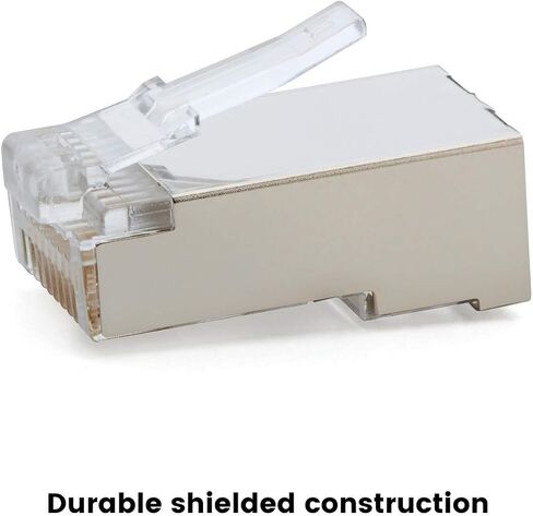 trueCABLE Cat5e RJ45 Pass Through Modular Plugs, Shielded (STP) Internal Ground Connector, UL Listed, EZ Crimp, Gold Plated 3 Prong 8P8C, 20 Pieces in Kuwait