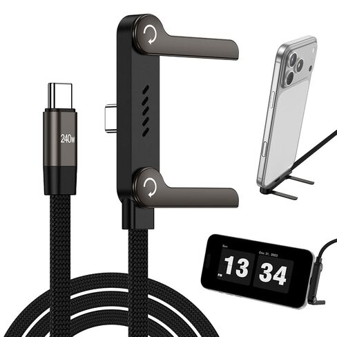 Invisible Holder Charger Cable with Stand,240W USBC Flat Phone Charger Cord in Kuwait