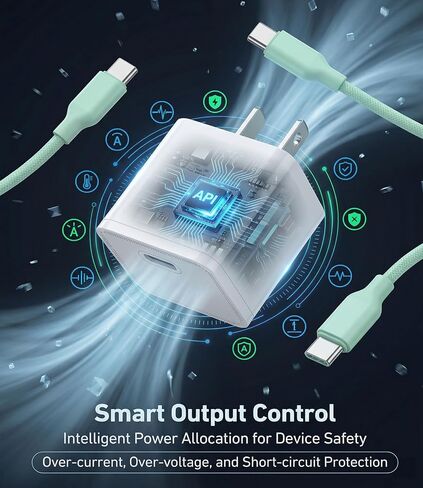 30W USB C Fast Charger, PD PPS Charger, 3 Cables, Green in Kuwait