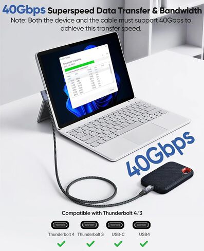 Right Angle USB C Cable 6ft for Thunderbolt 4, USB4 40Gbps Data/8K 5K@60Hz in Kuwait