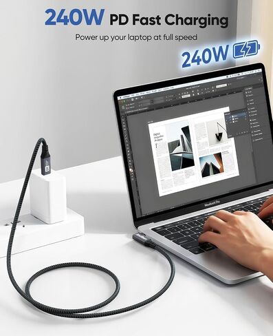 Right Angle USB C Cable 6ft for Thunderbolt 4, USB4 40Gbps Data/8K 5K@60Hz in Kuwait