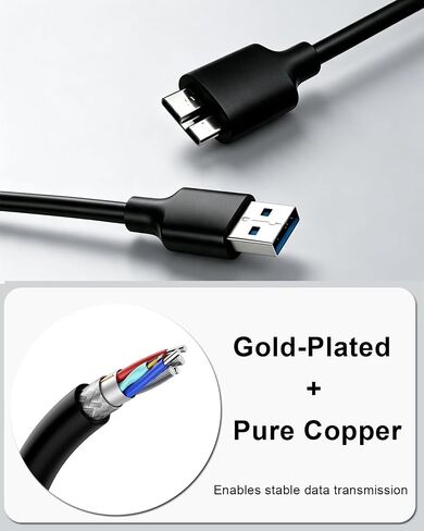 Replacement USB 3.0 Micro B Cable External Hard Drive Cord, 1.6FT in Kuwait