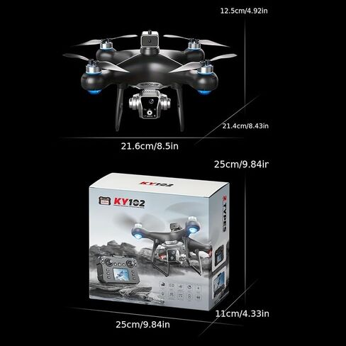 Adult Drone with Screen Display Remote Control, 1080P HD Dual Camera, Speed Adjustment, Altitude Hold, One-Key Takeoff, 3D Flips, Hovering, Brushless Motor, APP Control, LED Lights, Propeller Guards, FPV Quadcopter Airplane for Beginners in Kuwait