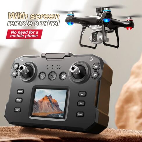 Adult Drone with Screen Display Remote Control, 1080P HD Dual Camera, Speed Adjustment, Altitude Hold, One-Key Takeoff, 3D Flips, Hovering, Brushless Motor, APP Control, LED Lights, Propeller Guards, FPV Quadcopter Airplane for Beginners in Kuwait
