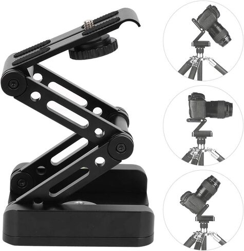 Portable Adjustable 3 - Fold Flex Tilt Tripod Head, Quick Release Plate for DSLR Camera, Aluminum Alloy Mount with Bubble Level and Dual Screw Holes for Stable in Kuwait