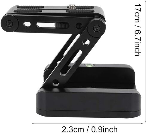 Portable Adjustable 3 - Fold Flex Tilt Tripod Head, Quick Release Plate for DSLR Camera, Aluminum Alloy Mount with Bubble Level and Dual Screw Holes for Stable in Kuwait