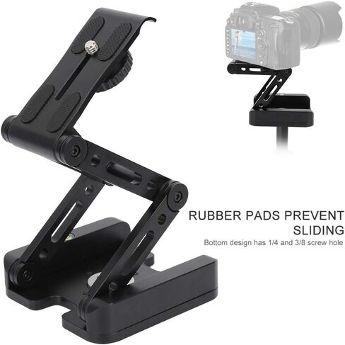 Portable Adjustable 3 - Fold Flex Tilt Tripod Head, Quick Release Plate for DSLR Camera, Aluminum Alloy Mount with Bubble Level and Dual Screw Holes for Stable in Kuwait