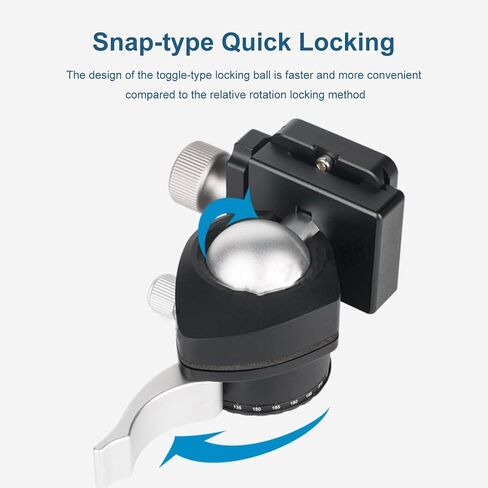Luocute 32mm Ball Head, One Click Lever Lock Plate Lightweight 279g 8kg Load Capacity, with Standard Compatible Clamp, for DSLR Mirrorless Camera Monopod Tripod in Kuwait