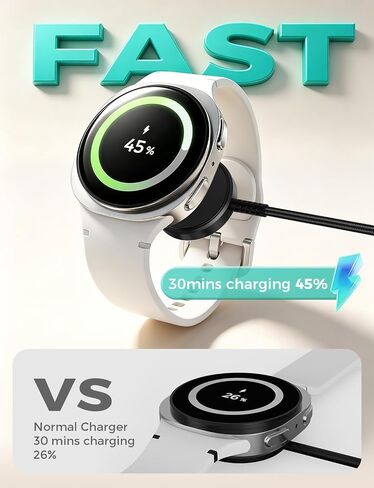 2026 Upgraded for Samsung Galaxy Watch Charger USB C Compatible with Watch 9/8/8 Classic/7/6/6 Classic/5/5 Pro,High Quality Nylon Braided Magnetic Wireless Fast Charging Cable-3.3FT in Kuwait