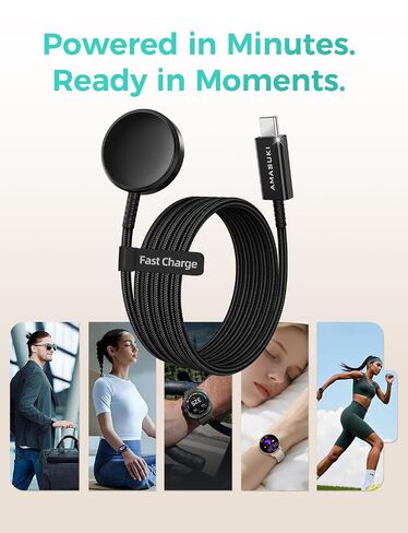 2026 Upgraded for Samsung Galaxy Watch Charger USB C Compatible with Watch 9/8/8 Classic/7/6/6 Classic/5/5 Pro,High Quality Nylon Braided Magnetic Wireless Fast Charging Cable-3.3FT in Kuwait