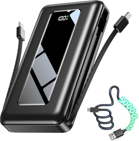 50000mAh Portable Charger Power Bank, Fast Charging with Built in Cables in Kuwait