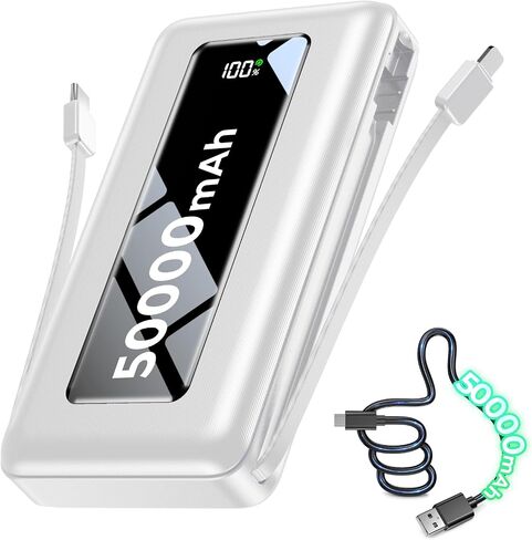 50000mAh Portable Charger Power Bank, Fast Charging with Built in Cables in Saudi Arabia