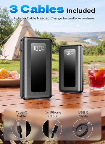 50000mAh Portable Charger Power Bank, Fast Charging with Built in Cables in Saudi Arabia