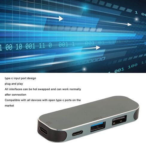 Aluminum Alloy Type C Hub, Silver, 5 in 1 USB C Multiport Adapter in Kuwait