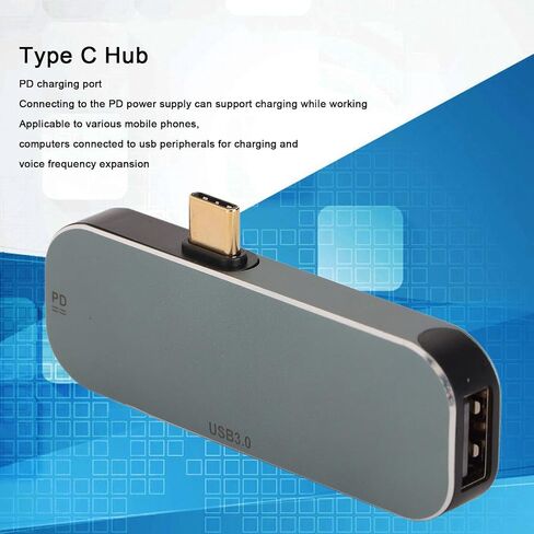 Aluminum Alloy Type C Hub, Silver, 5 in 1 USB C Multiport Adapter in Kuwait