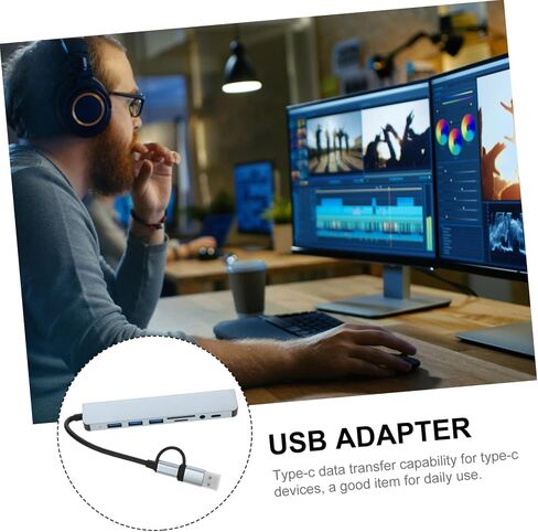 USB Type C Hub 8 in 1 Metal Multi Port Adapter for Laptop in Kuwait