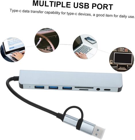 USB Type C Hub 8 in 1 Metal Multi Port Adapter for Laptop in Kuwait