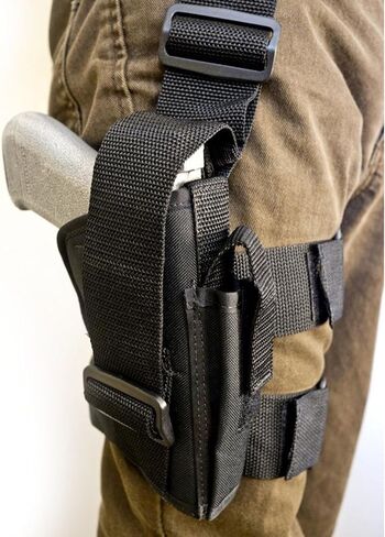 Tactical Holster/Leg Holster/Drop Leg Bag, Adjustable Right Leg Handgun Holster, Airsoft Gun Holder, Pistol Pack/Pouch/Case Bag for Hunting, Gun Training (Black) in Kuwait