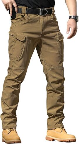 Cargo Work Pants for Men Tactical Stretch Waterproof Travel Casual Hiking Trouser with Multi Pockets (No Belt) in Kuwait