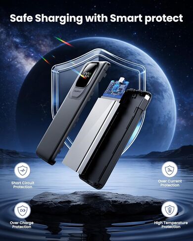 Portable Charger Power Bank with Built-in Cables Fast Charging in Kuwait