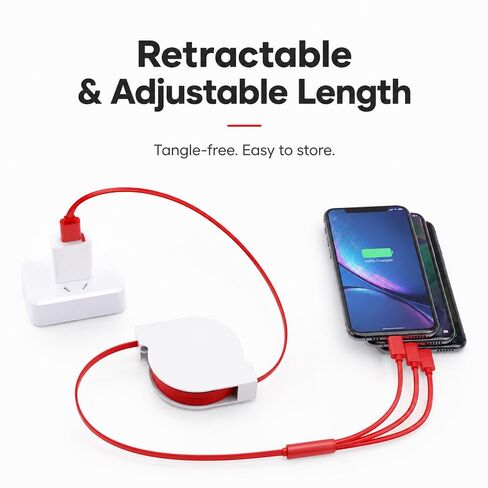 Custom 3-in-1 retractable charging cable with full-color logo printing in Kuwait