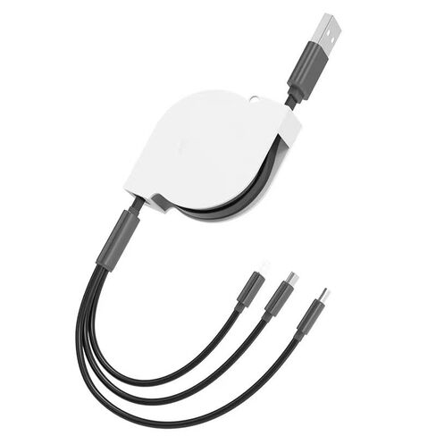 Custom 3-in-1 retractable charging cable with full-color logo printing in Kuwait