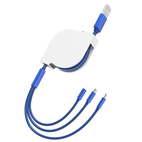 Custom 3-in-1 retractable charging cable with full-color logo printing in Kuwait