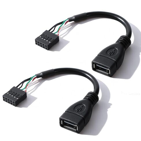 2 Pcs USB Header to-USB Port USB 2.0 Female-to Motherboard 9 Pin Header Adapter Cable 3.9'' Type A Port to 5 Pin Female Mainboard Data Cable in Kuwait