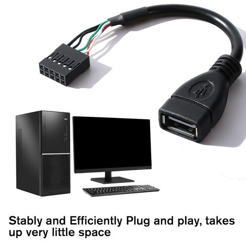 2 Pcs USB Header to-USB Port USB 2.0 Female-to Motherboard 9 Pin Header Adapter Cable 3.9'' Type A Port to 5 Pin Female Mainboard Data Cable in Kuwait