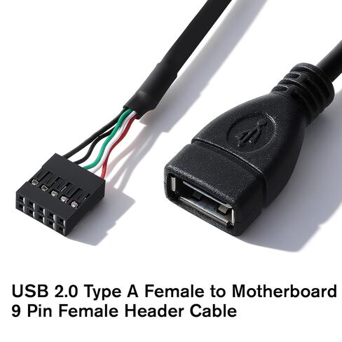 2 Pcs USB Header to-USB Port USB 2.0 Female-to Motherboard 9 Pin Header Adapter Cable 3.9'' Type A Port to 5 Pin Female Mainboard Data Cable in Kuwait