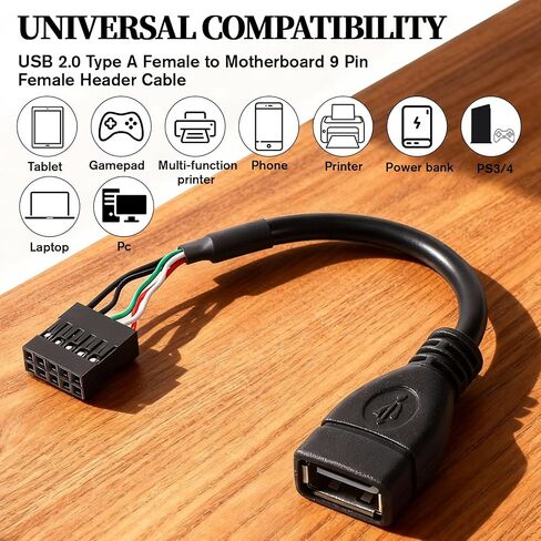 2 Pcs USB Header to-USB Port USB 2.0 Female-to Motherboard 9 Pin Header Adapter Cable 3.9'' Type A Port to 5 Pin Female Mainboard Data Cable in Kuwait