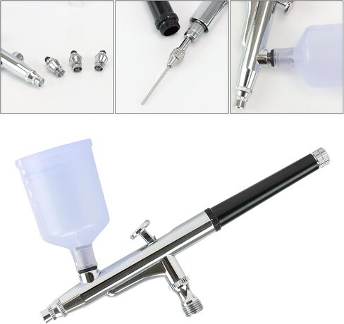 Airbrush Gun Accessory, Replacement Airbrush Kit Parts with 0.0118" Nozzle, 20cc & 40cc Fluid Cups, Trigger Button & Tail Adjust Component in Kuwait