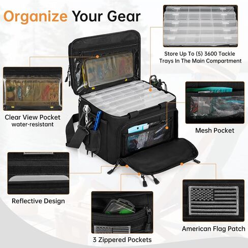 Fishing Tackle Bags with 4 * 3600 Tackle Trays & Strap (Black) in Kuwait