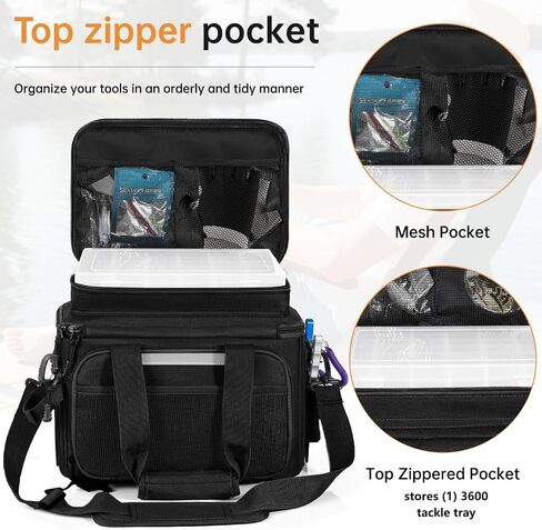 Fishing Tackle Bags with 4 * 3600 Tackle Trays & Strap (Black) in Kuwait
