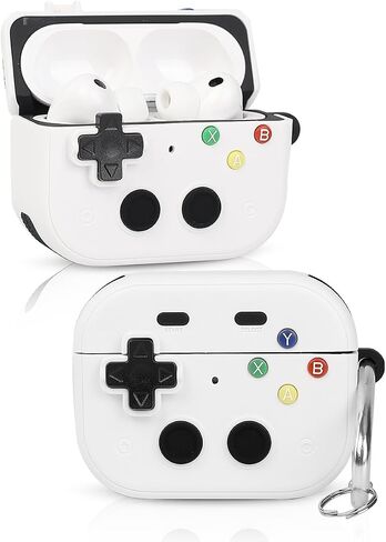 Case Compatible with Apple Airpods Pro 3 Protective Funny Cute Cartoon Slim Cover with Keychain and Clean Kit (Heart Gamepad White) in Kuwait