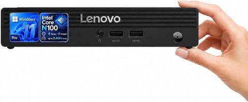 Lenovo mini Desktop Computer, Intel N100 CPU, Intel UHD Graphics, 16GB DDR5 RAM, 128GB PCIe SSD, Wins 11, Wi-Fi 6, Bluetooth, HDMI, DisplayPort, RJ-45, USB, Wired KB & Mouse, for Personal & Business in Kuwait