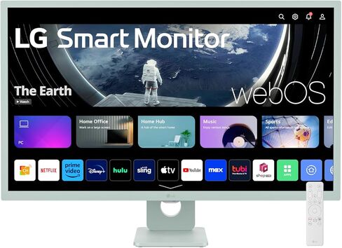 LG 32SR50F-G Smart Monitor 32-Inch FHD (1920x1080) IPS Display, webOS 23, HDR 10, x2 Built-in Speakers, AirPlay 2, Screen Share, Bluetooth, ThinQ App, Remote Control, Green in Kuwait